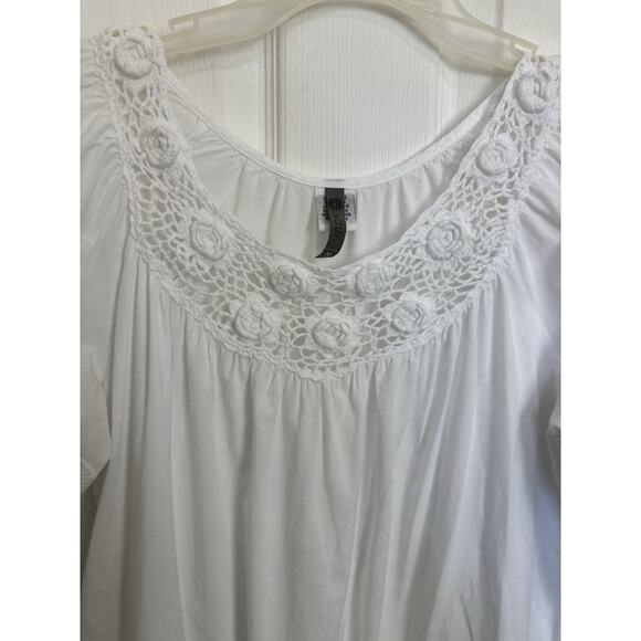 XCVI White Crochet Embroidered Tunic Mini Dress Size Medium Boho Cottage Cotton - Picture 5 of 8